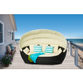 Rattan Sonnenliege Hawaii schwarz