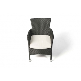 Rattan Stuhl Flora schwarz Sitzpolster beige