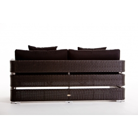 Rattan Sofa Edinburgh Lounge 3er Sofa schwarz