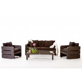 Rattan Sofa Edinburgh Lounge schwarz mit Deko