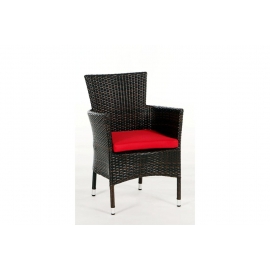 Rattan Stuhl Flora mix braun Polster rot