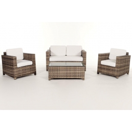 Rattanmöbel Dallas Lounge natural Stoffebezug beige