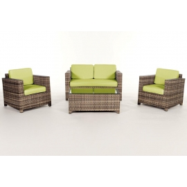 Rattanmöbel Dallas Lounge natural Stoffebezug grün