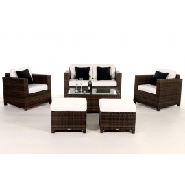 Rattanmöbel Dallas Luxus braun mit Gartenkissen