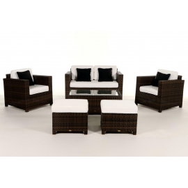 Rattanmöbel Dallas Luxus braun Stoffbezug beige