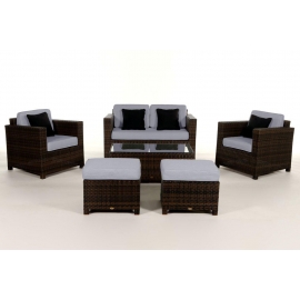 Rattanmöbel Dallas Luxus braun Stoffbezug blau