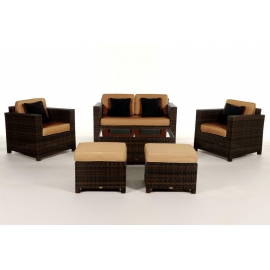 Rattanmöbel Dallas Luxus braun Stoffbezug caramel