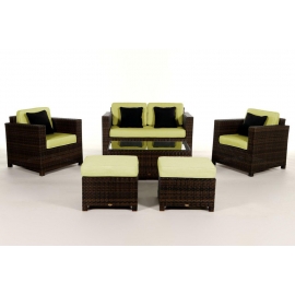 Rattanmöbel Dallas Luxus braun Stoffbezug grün