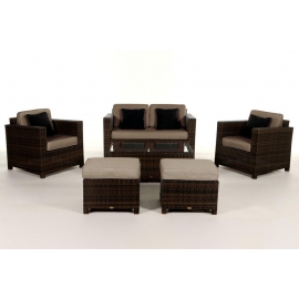 Rattanmöbel Dallas Luxus braun Stoffbezug sandbraun