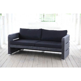 Rattanmöbel Edinburgh Rattansofa 3er schwarz