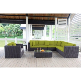 Rattanmöbel El Vado Gartenmöbel braun, Lounge Polster grün