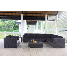 Rattanmöbel El Vado Gartenmöbel braun, Lounge Polster schwarz