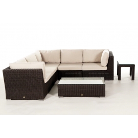 Rattanmöbel Gartenmöbel Denver Lounge, Stoffbezug beige