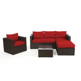Rattanmöbel Jurassic lounge braun, Bezüge rot