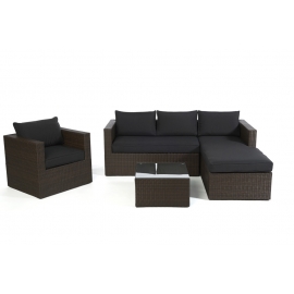 Rattanmöbel Jurassic Lounge braun Bezüge schwarz