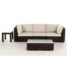 Rattanmöbel Möbel für den Garten Kos, Lounge Stoffbezug beige