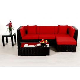 Rattanmöbel Murano Stoffbezug rot