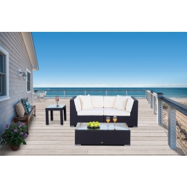 Rattanmöbel Orient Lounge Stoffbezug beige