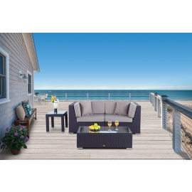 Rattanmöbel Orient Rattan Lounge - Stoffbezug sandbraun