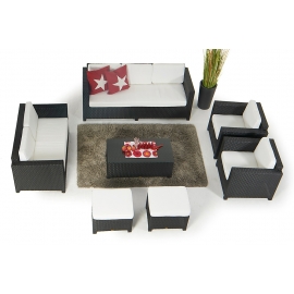 Rattanmoebel-Set schwarz Madison Deluxe 9 Sitzplätze