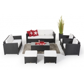 Rattanmoebel-Set-schwarz Madison Deluxe Gartensofas