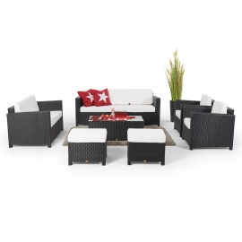 Rattanmoebel-Set-schwarz Madison Deluxe mit Dekokissen