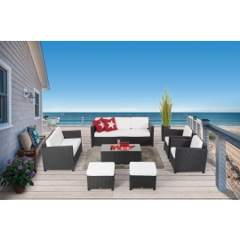 Rattanmoebel-Set schwarz Madison Deluxe