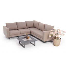 santorini outdoor eck lounge sandbraun mit tisch