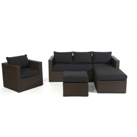 Sofa Rattansofa Jurassic Couchtisch mit Sitzpolster schwarz
