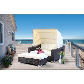Strandkorb Tahiti schwarz mit Polster beige