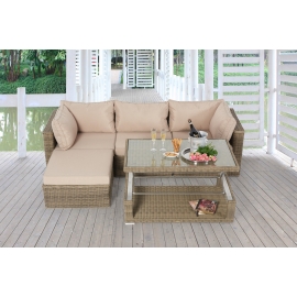 tisch noah natural mit rattan lounge mit garten deko
