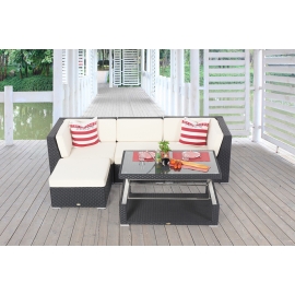 tisch oben noah schwarz mit rattan lounge
