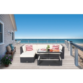 tisch rattan noah schwarz mit rattan-lounge