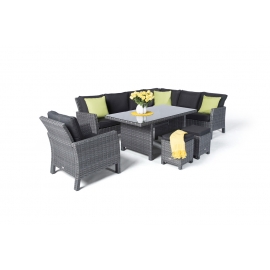 Tischset Eckbank Rattan Lounge Mauritius mixgrau