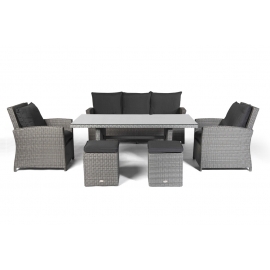 Wilma Rattan Lounge Dining grau Sitzgruppe